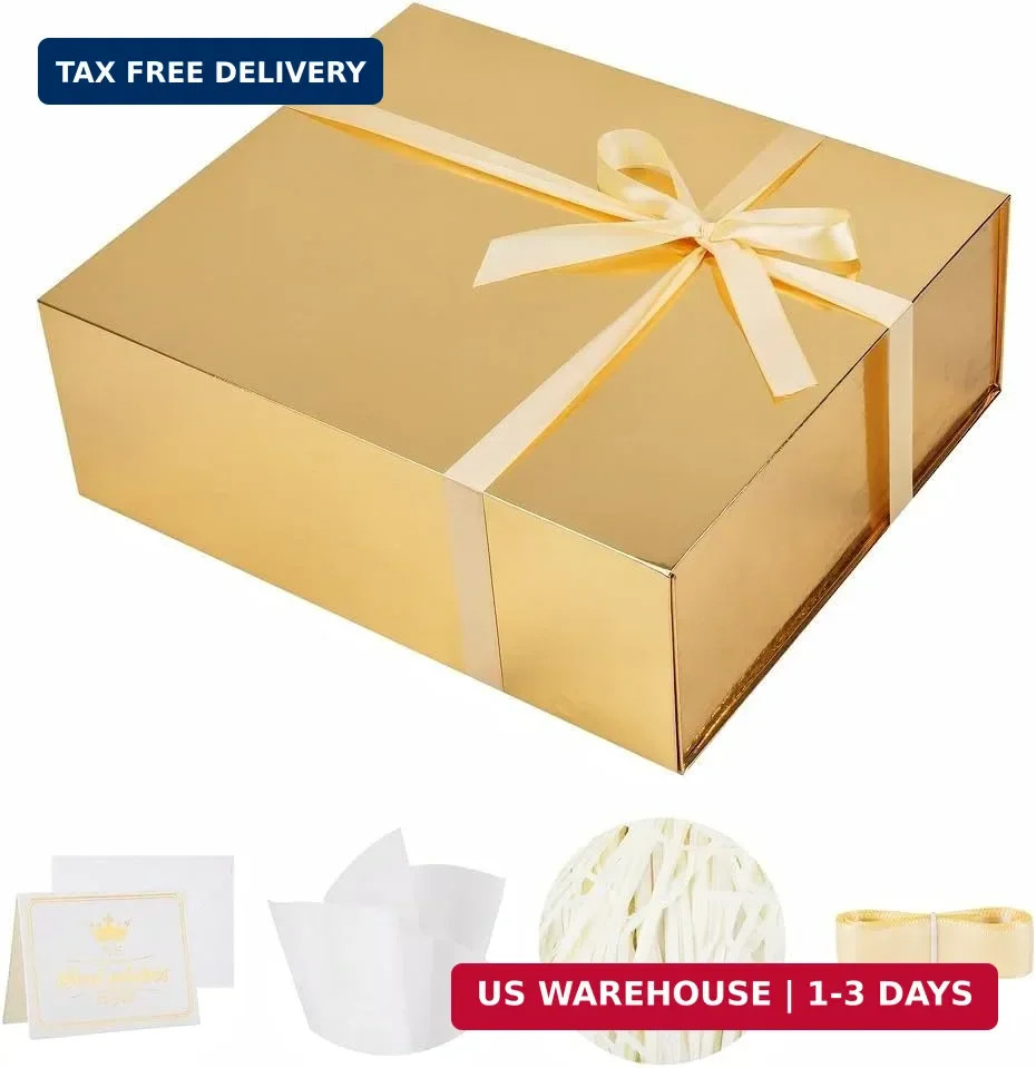 UoeRing 1 Extra Large Gold Gift Box 17x14.5x6 inch Luxury Gift Box for Presents gallery