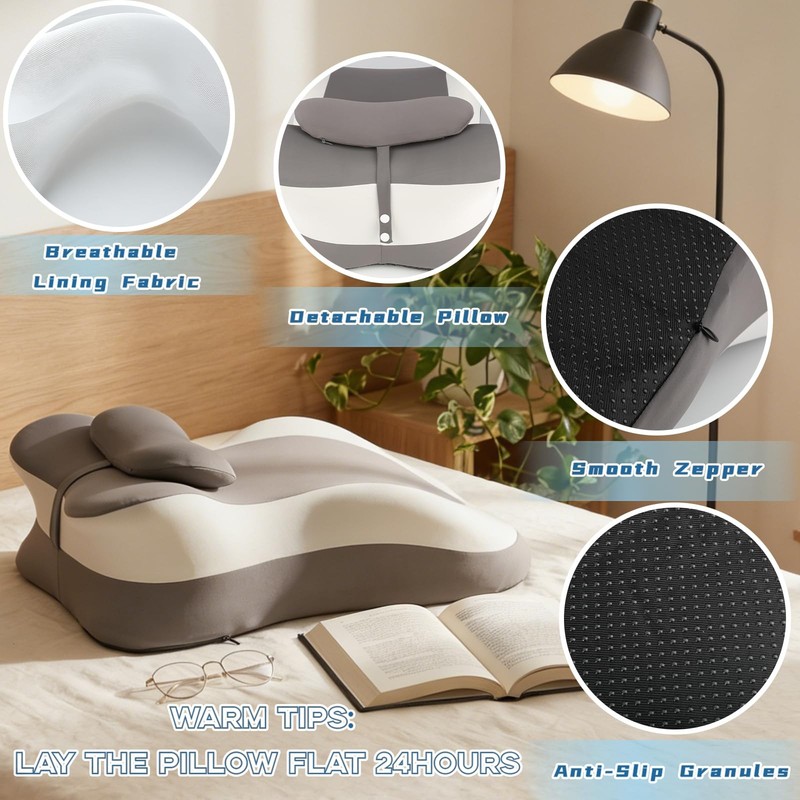 obvade Memory Foam Ergonomic Reading Pillow for Bed, MultiPosition Support Pi... gallery