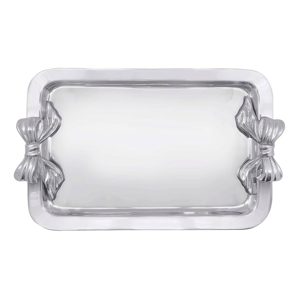 MARIPOSA Bow Rectangular Tray Silver Brillante Recycled Aluminum Handmade