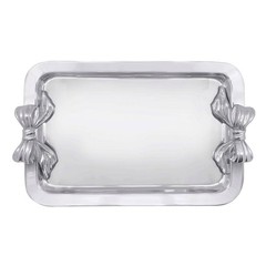 MARIPOSA Bow Rectangular Tray Silver Brillante Recycled Aluminum Handmade