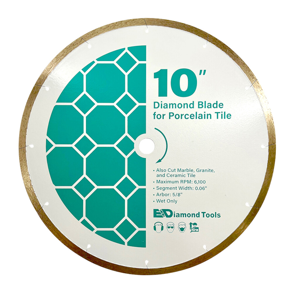 Continuous Rim Saw Blades for Porcelain Tile, Wet Only, 5/8" Arbor gallery