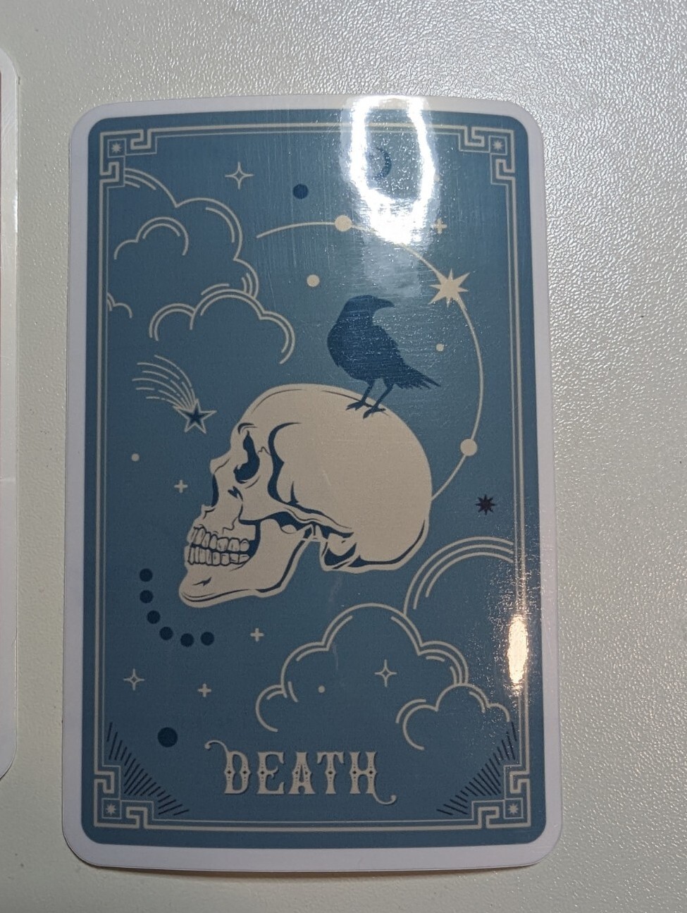 DEATH tarot 'card' blue die-cut printed vinyl sticker gallery