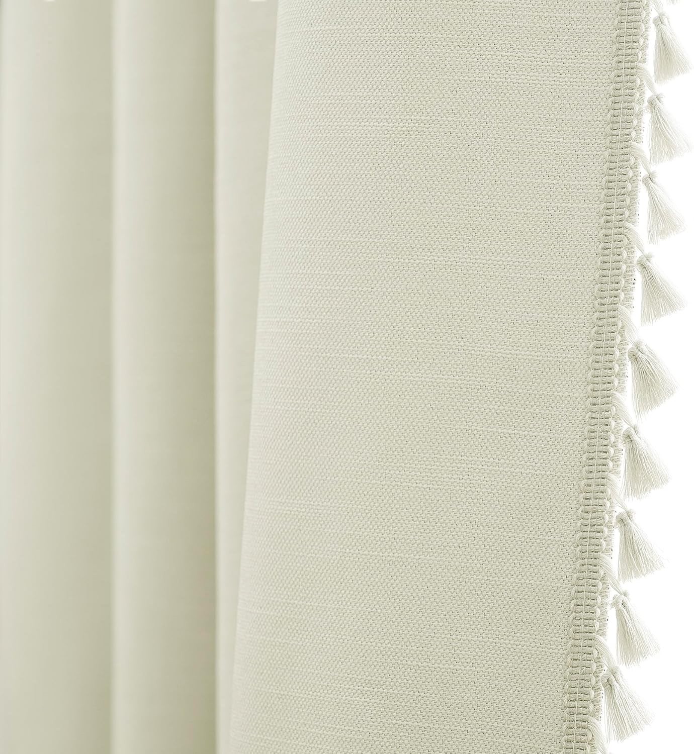Cream Blackout Curtains 84 Inch Long,Light Beige Linen Boho Black Out Curtians gallery