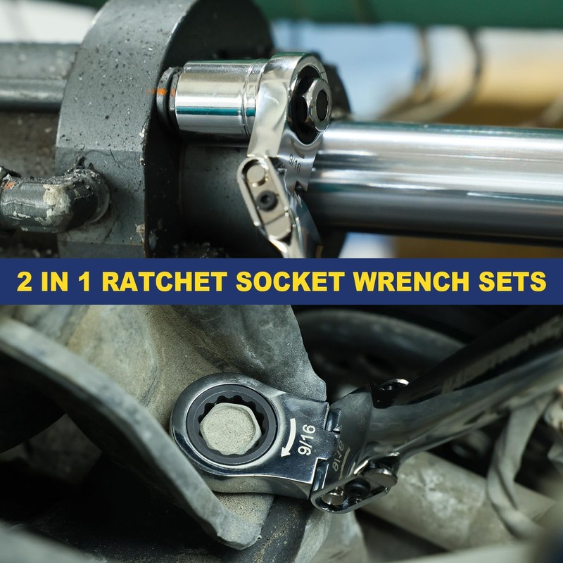 13 PCS FlexHead Ratcheting Combination Wrench Set 3/8 In Adapter 1/43/4 Inch gallery