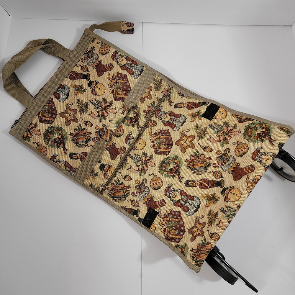 Christmas Pattern Package Tote Portable Canvas Foldable Wheeled 24x14x6
