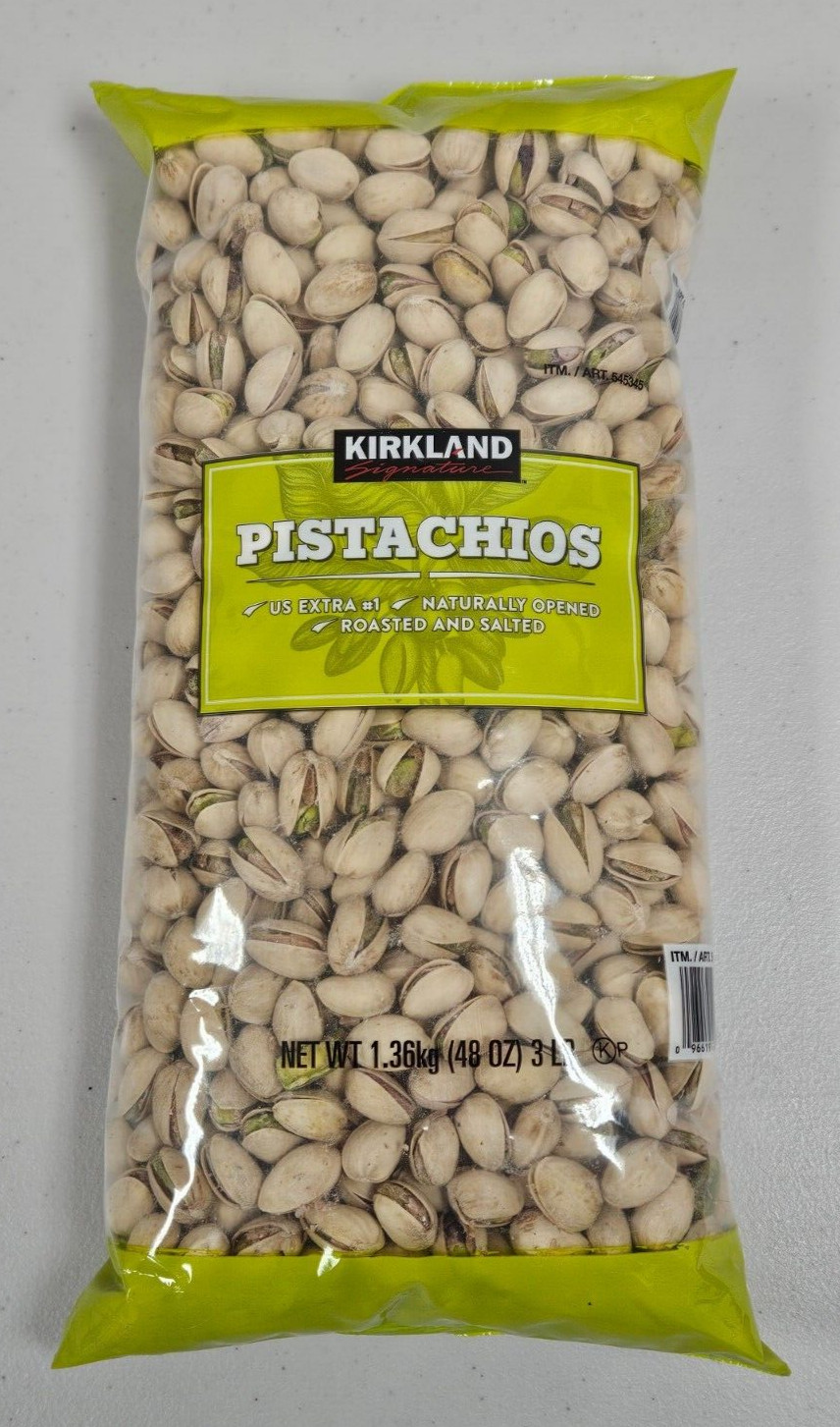 Kirkland Signature InShell Pistachios Roasted & Salted 3 Lbs Kosher USA Exp 1/26 gallery