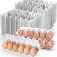 100 Pack Plastic Egg Cartons 12 Count Egg Cartons Cheap Bulk for Chicken Eggs…