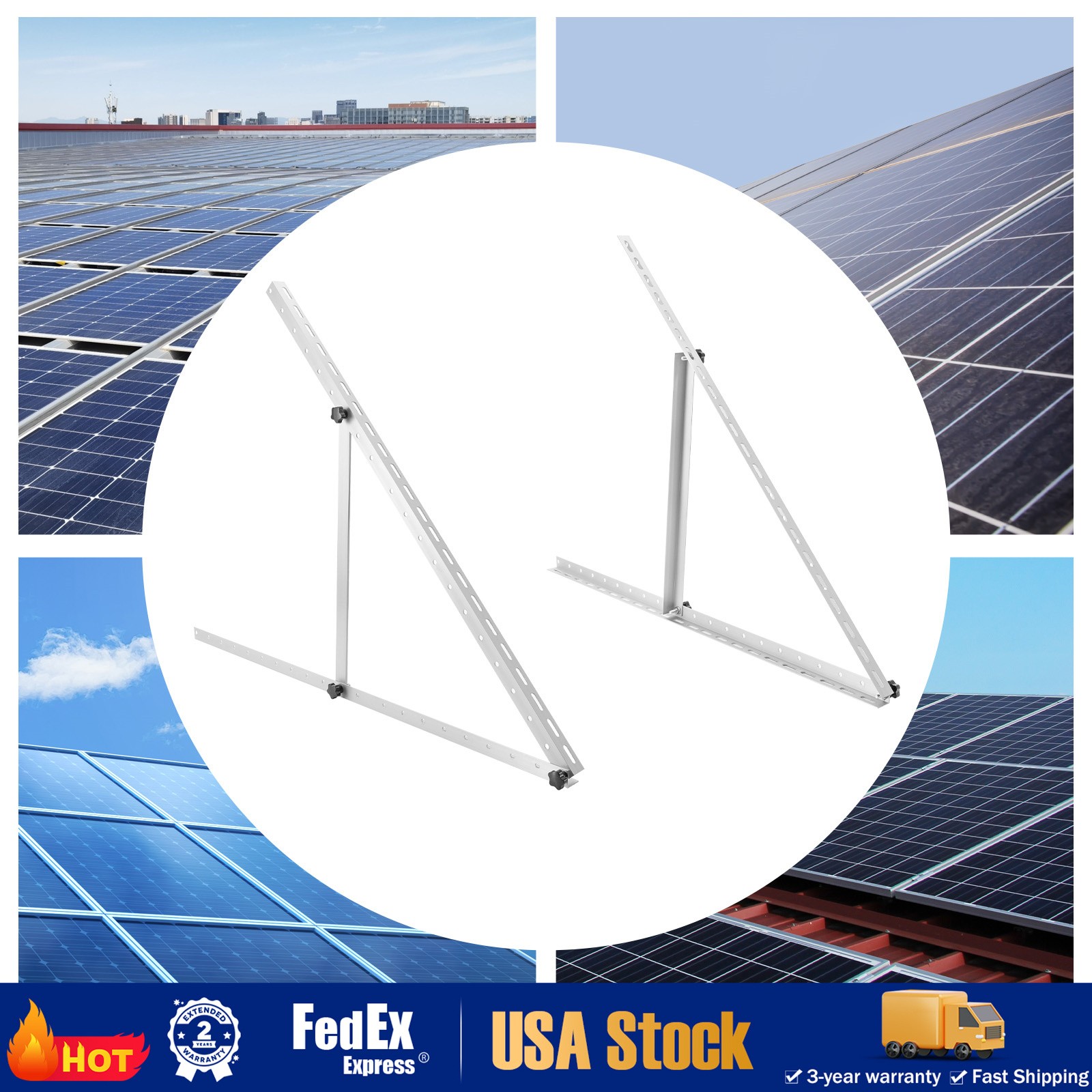 2 Pack 41 inches Adjustable Solar Panel RV Tilt Mount Brackets For Boat / Roof gallery