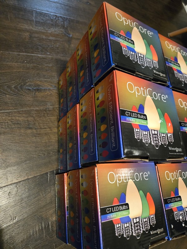 OptiCore C7 Opaque Multicolor LED Light Bulbs New 25 Pack Xmas Volume Discounts gallery
