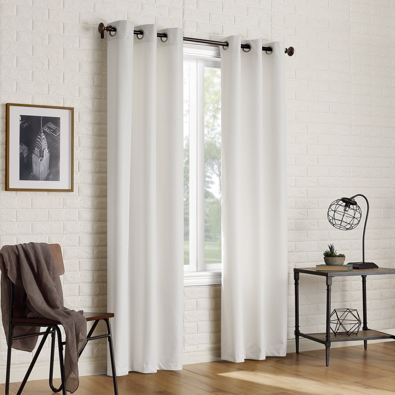 2-Piece Textured Thermal Insulated Room Darkening Grommet Curtain Panel Pair gallery
