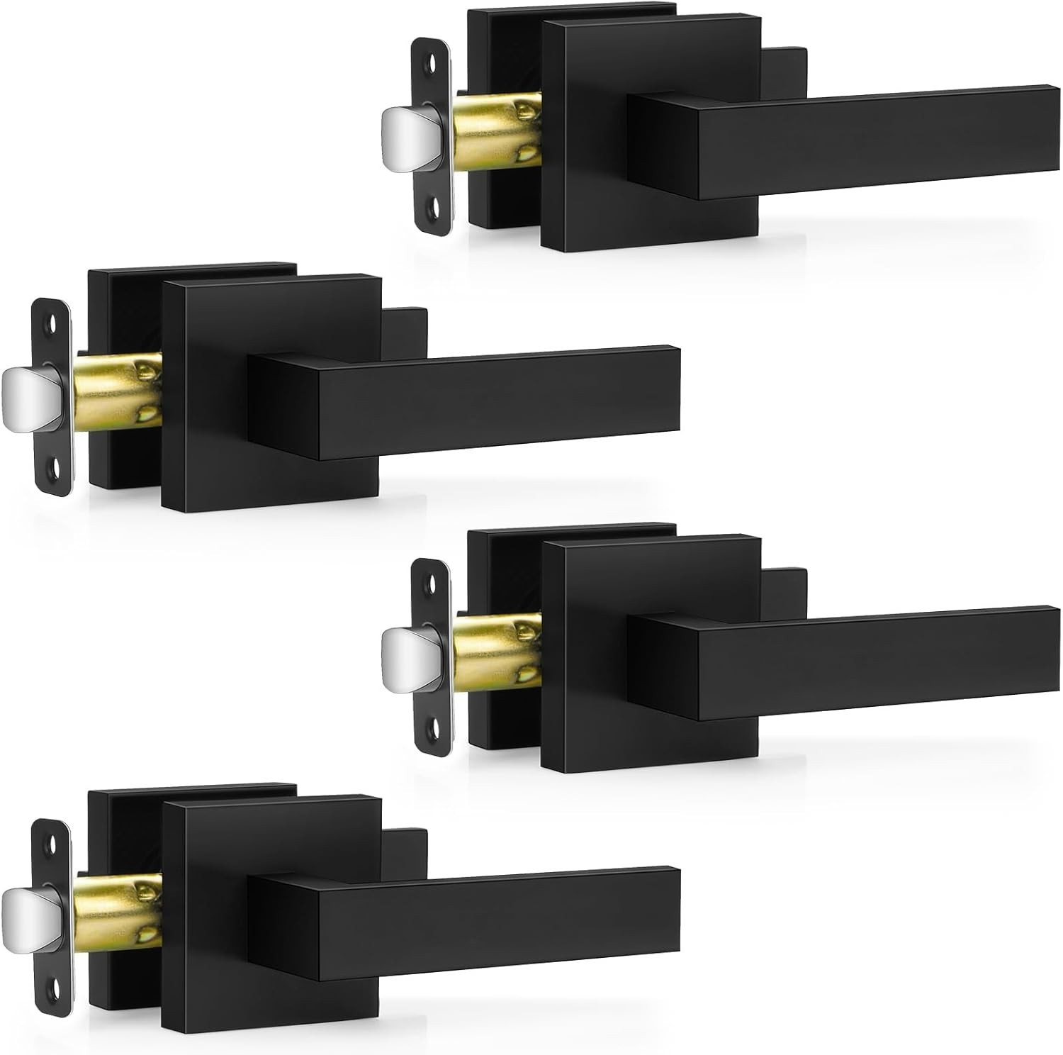 4 Pack Black Door Handles Interior, Passage Door Levers for Hallway&Closet, Inte gallery