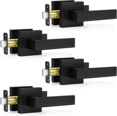 4 Pack Black Door Handles Interior, Passage Door Levers for Hallway&Closet, Inte