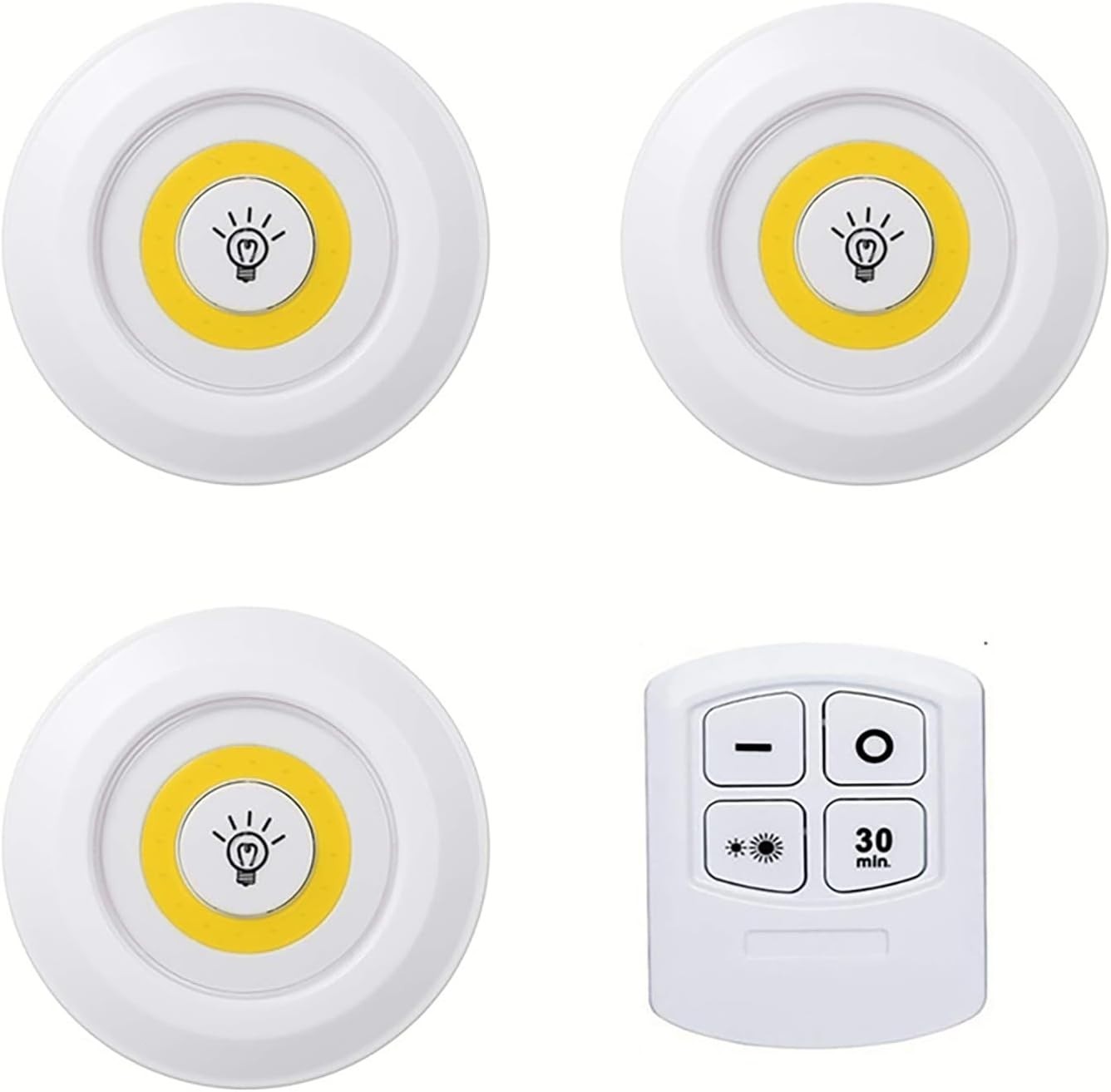 3x LED Wireless Puck Lamps Closet Under Cabinet Lighting With Remote Control US gallery