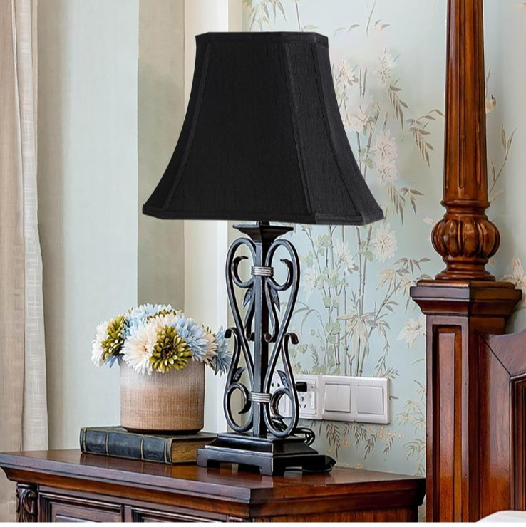 Black Rectangular Cut Corner Bell Lamp Shade (6" x 8") * (9" x 14") * 11" High gallery
