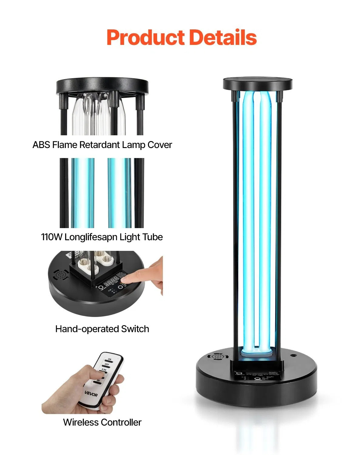 UV Light, 36W Ultraviolet Lamp with Ozone Purifier, UVC Lamp with 30/60/120 Min gallery