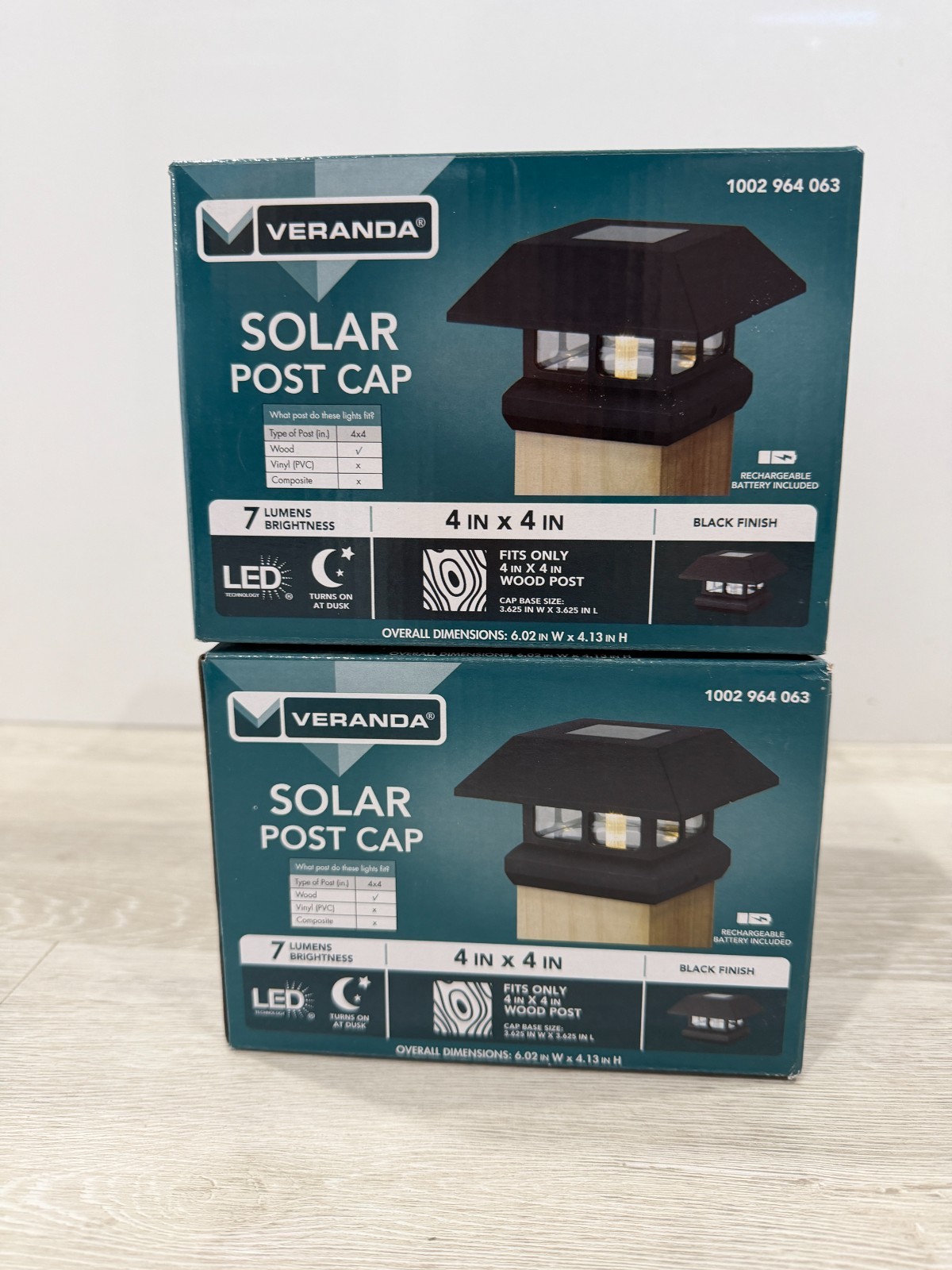 Veranda 4x4 Solar Post Cap Light Black LED Fence Deck Outdoor Lights 2 Pack NEW gallery