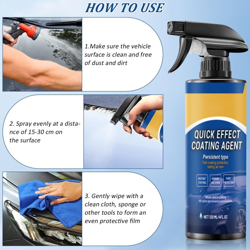Quick Effect Car Coating Spray 2 Pack, Waterless Wash Polish, Paint Protection gallery