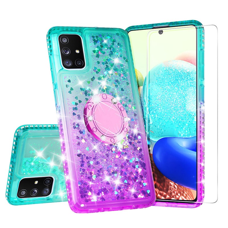 For Samsung Galaxy A71 Case Hybrid Liquid Glitter Bling Diamond Phone Cover