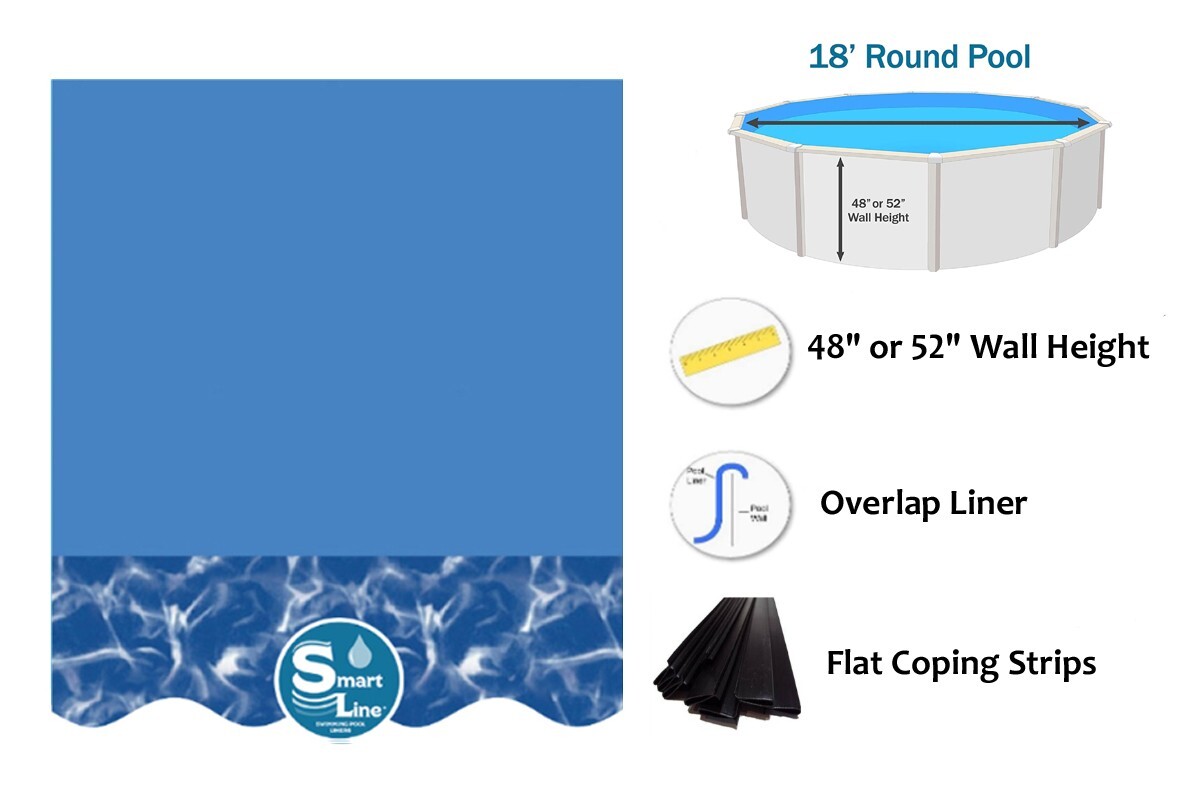 SmartLine 18' Round Overlap Swirl Bottom 25 Gauge Swimming Pool Liner w/ Coping gallery