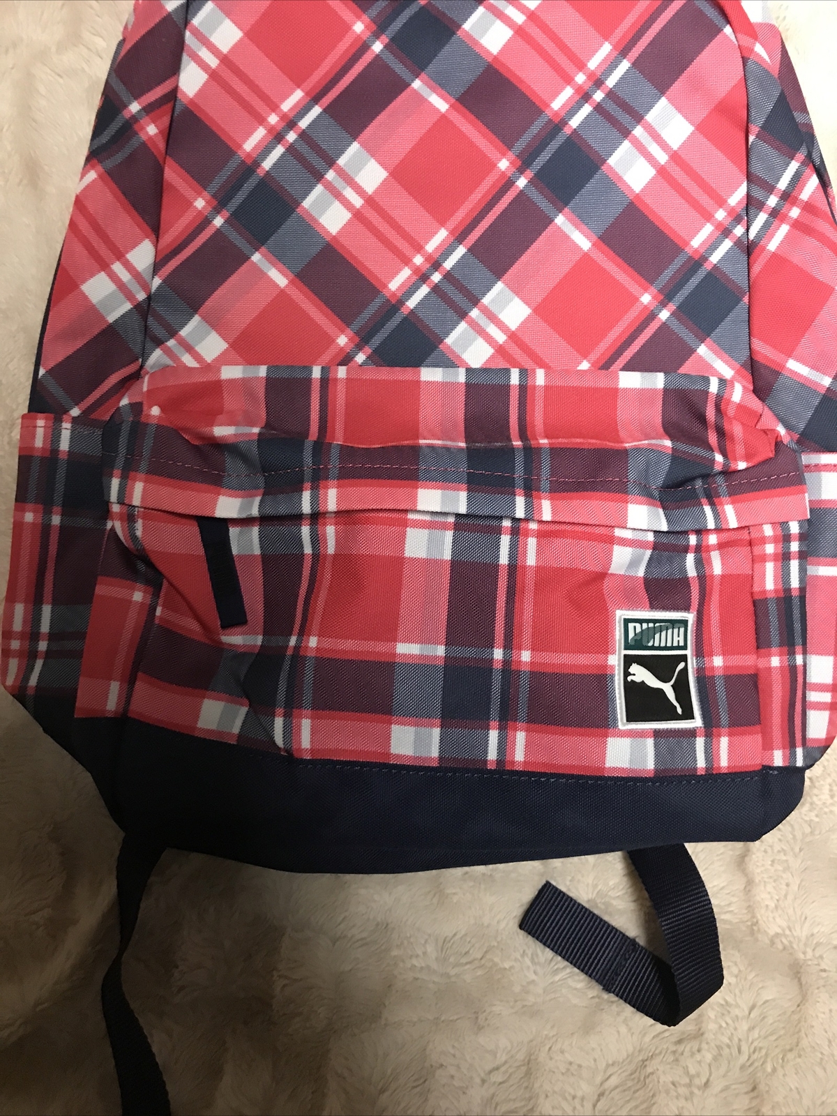 puma archetype plaid backpack pink and red 4