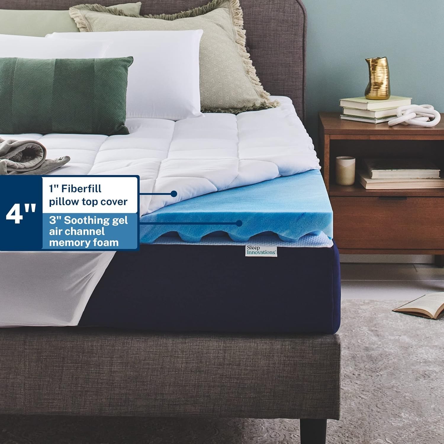 Dual Layer 4 Inch Memory Foam Mattress Topper, California King Size, Ultra Soft gallery