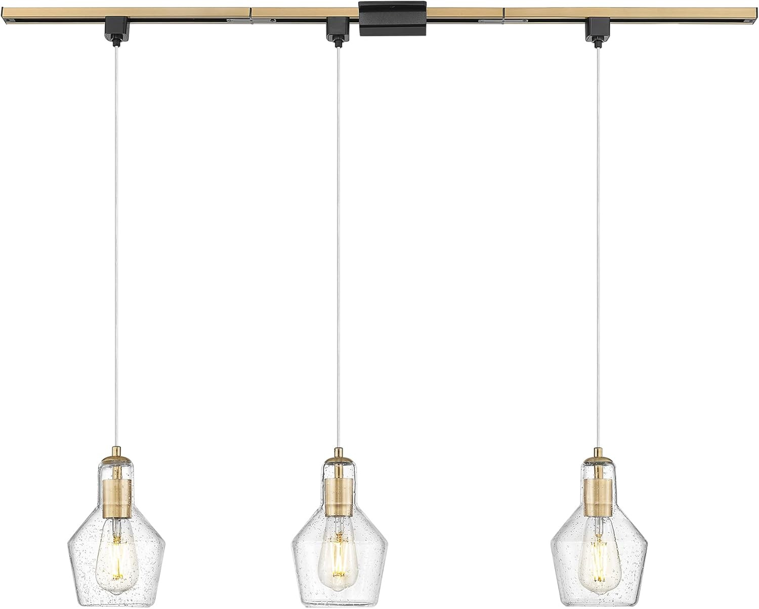 Brushed Gold 3-Light H-Type Track Ceiling Light with Seeded Glass Shade gallery