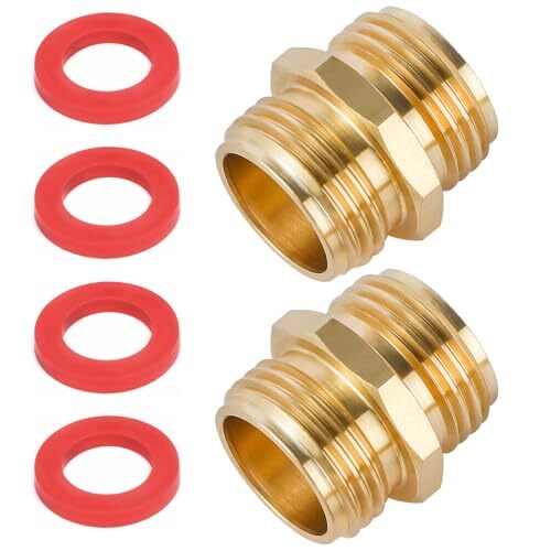 2 Pack 3/4 Inch Brass Garden Hose Adapter Male to Male Quick Connector gallery