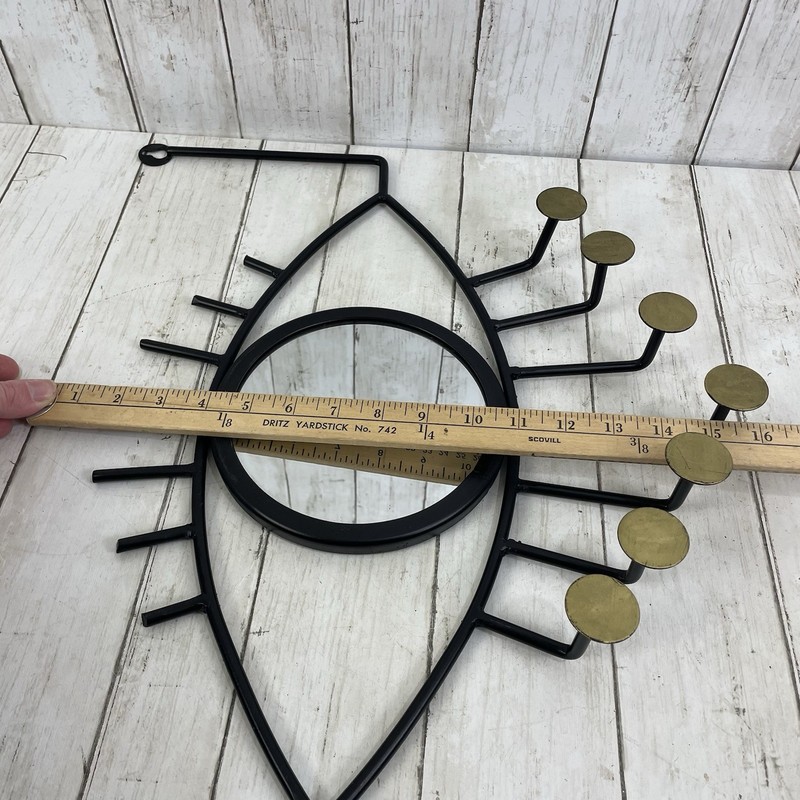Evil Eye Wall Mirror W/ Hooks Decorative Wall Hanging Black & Gold gallery