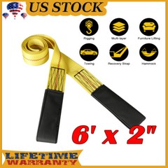 2″ x 6FT Eye&Eye Web Lifting Sling Flat Loops Rigging Towing Hoist Straps Yellow