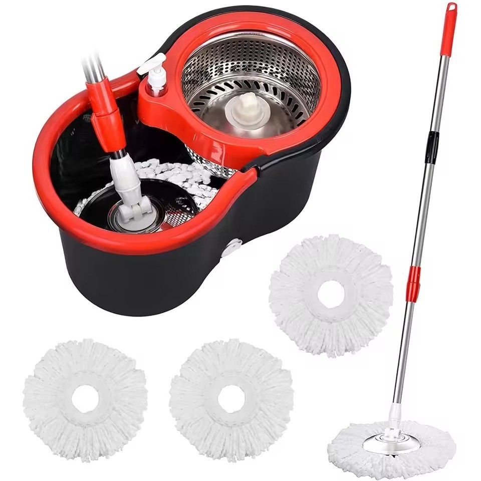Spin Mop and Bucket System with 4 Microfiber Mop Heads Floor Cleaning System gallery
