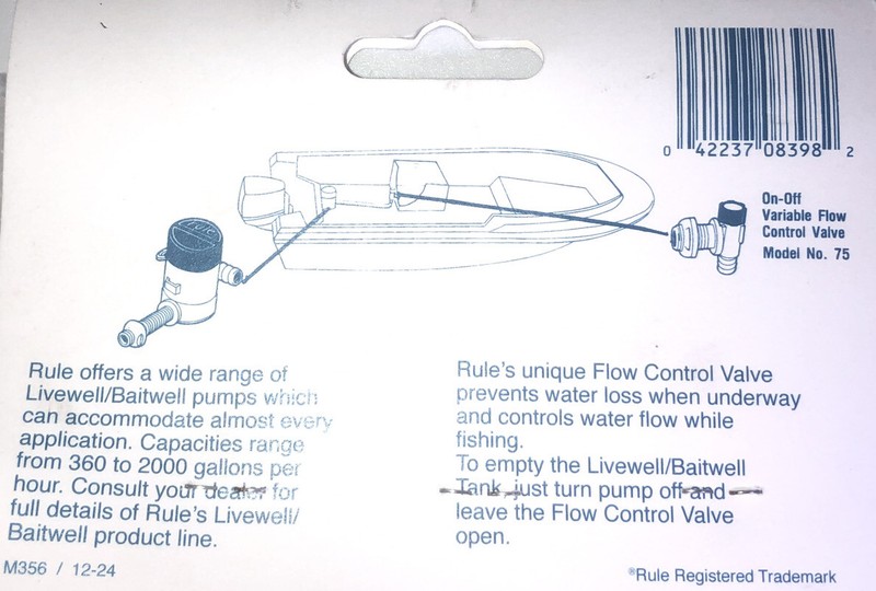 Rule 75 Livewell/Baitwell Systems-Variable Flow Control Valve 3/4”,On/Off-SHIP24 gallery