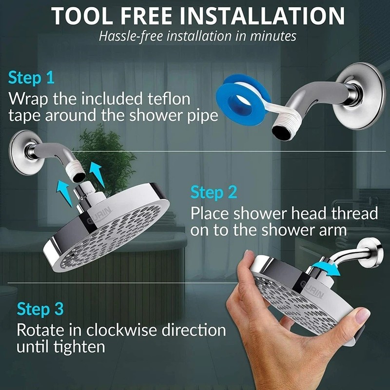 Luxury Shower Head High Pressure Rain Bathroom Chrome Showerhead Adjustable gallery