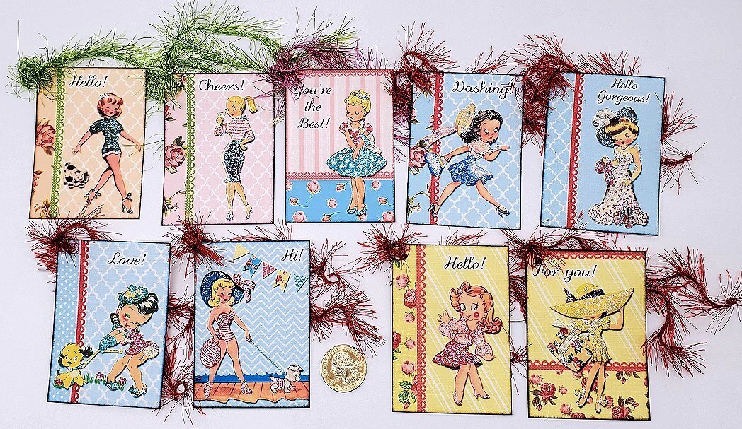 9~Birthday~Handmade~Retro~Glitter~Linen Cardstock~Gift Tags~Parties gallery
