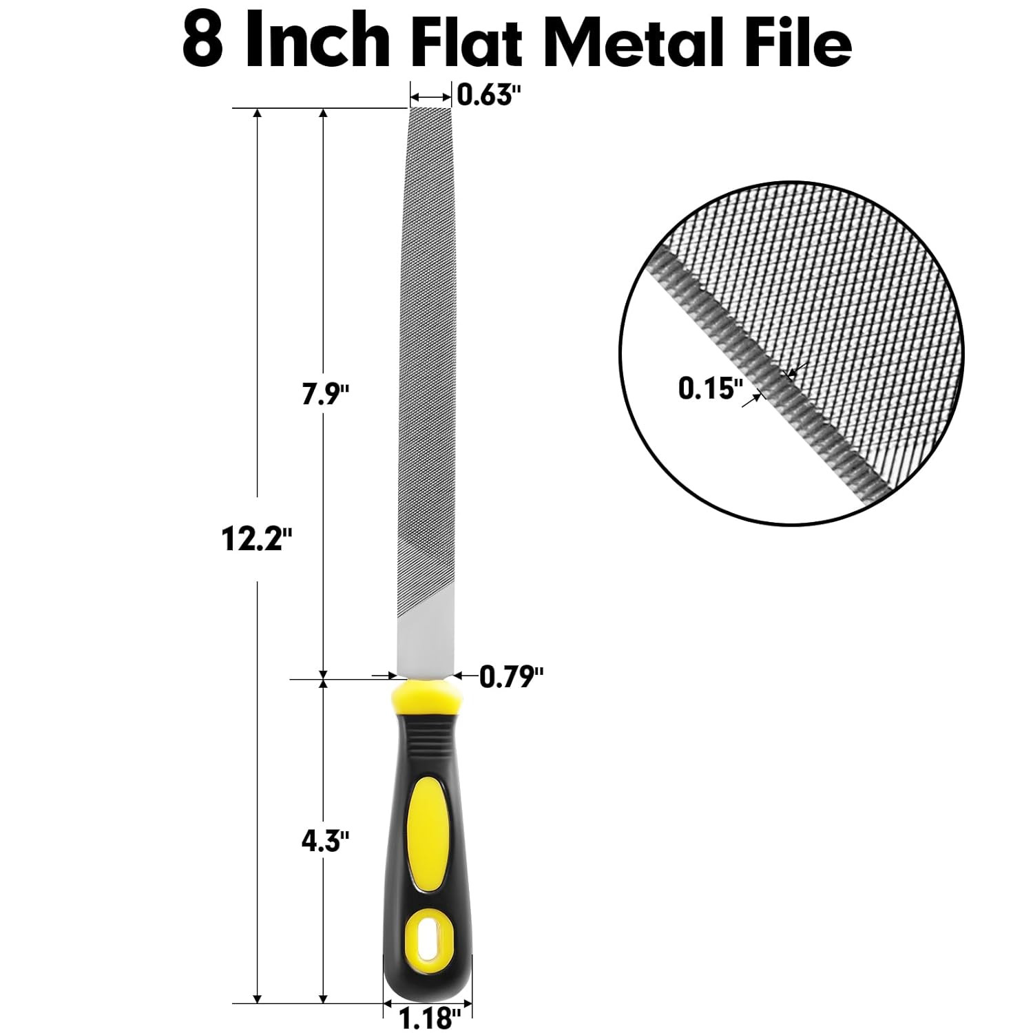 8 Inch Flat Hand Metal File, Files for Steel with Ergonomic Handle,... gallery