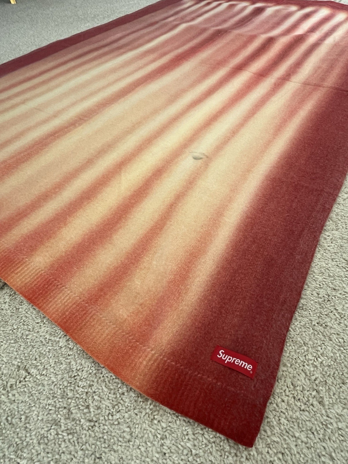Supreme Knitted Cotton Blur Abstract Red Beige Throw Blanket gallery