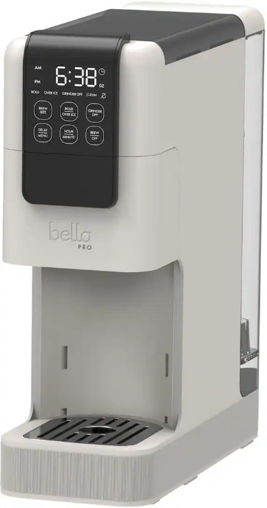 bella PRO Programmable Single-Serve Coffee Maker Integrated Burr Grinder Oatmilk gallery