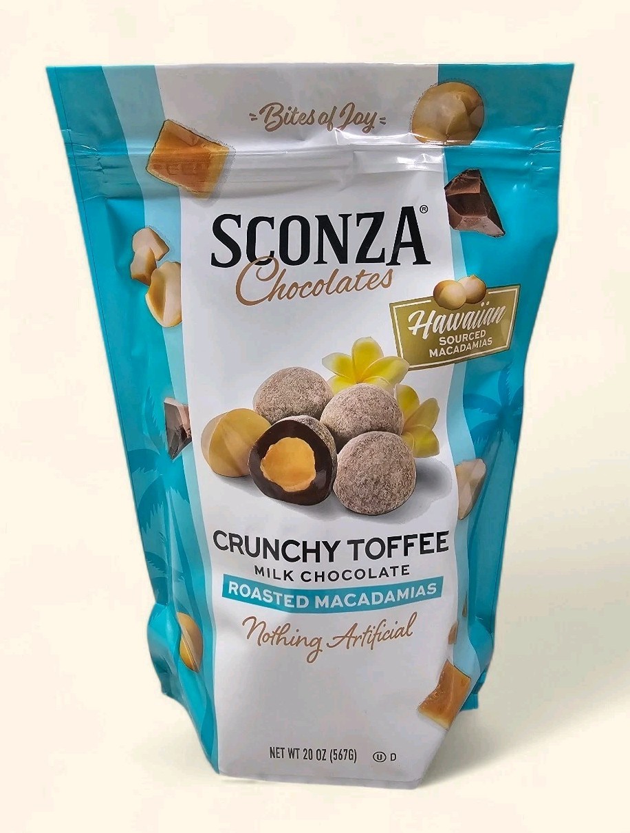 Sconza Chocolates Crunchy Toffee Milk Chocolate Roasted Macadamia Nuts, 20 oz gallery