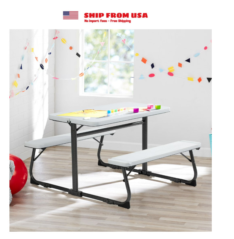 Your Zone Kids Activity Table & Bench Set – Folding Play Table for Crafts, Homew gallery