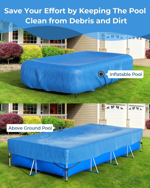 Inflatable Rectangular Pool Cover Fits 145" L x 84" W, Easy 1Person Setup gallery