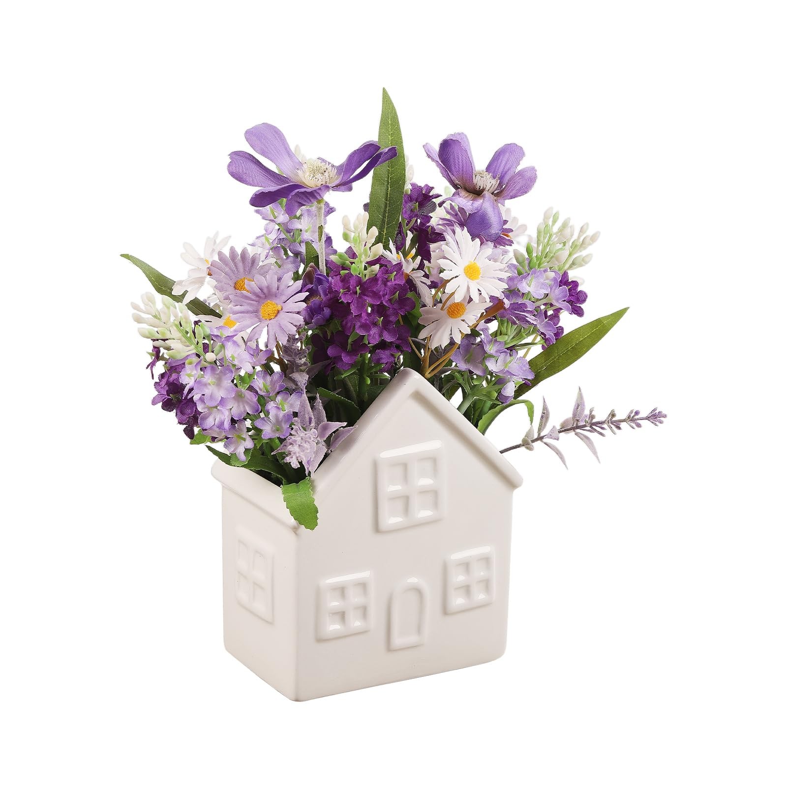 Small Fake Flowers Plants, Mini Artificial Lavender Flowers Purple Daisy in C... gallery