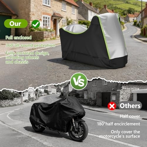 Full Enclosed Motorcycle Cover for Outdoor & Indoor XL-86.5”L x 45”W x 53”H gallery