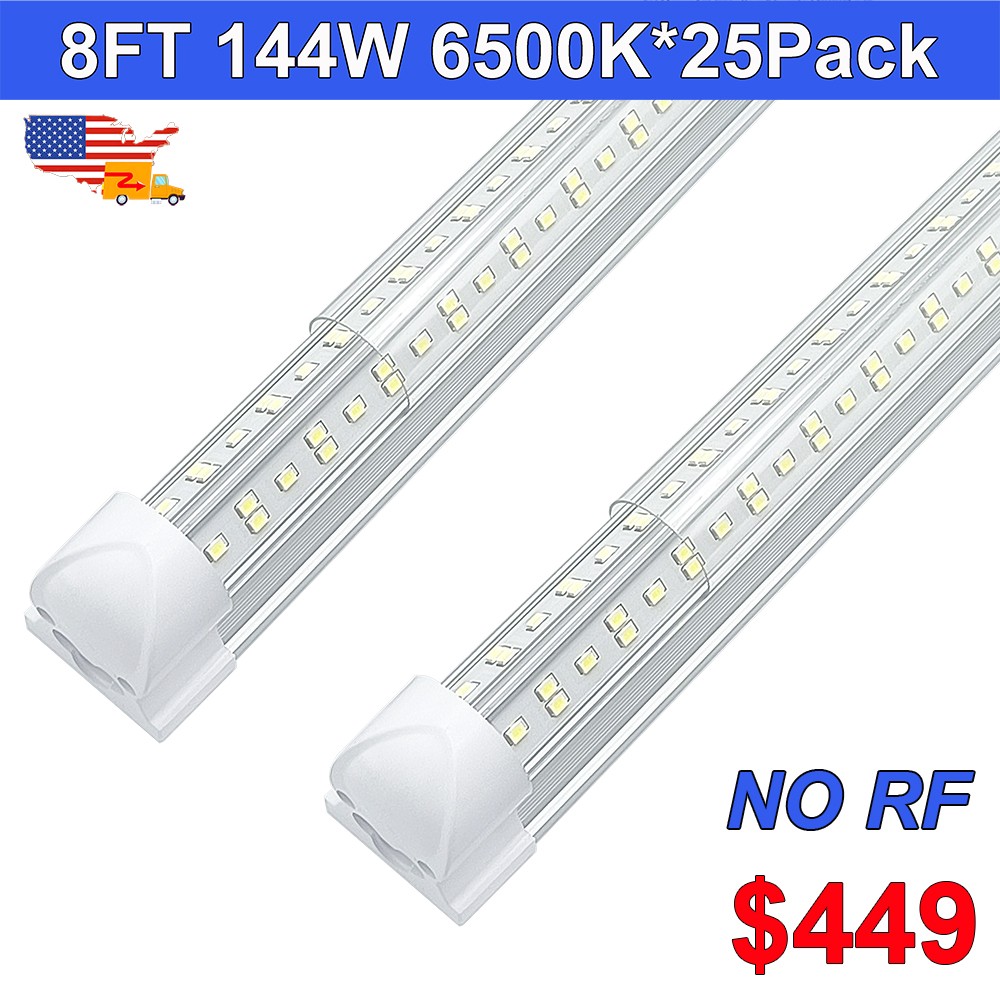 25PC 8' Led Shop Light 144 Watt 14400Lms 6500K Integrated Clear Workshop Fixture gallery