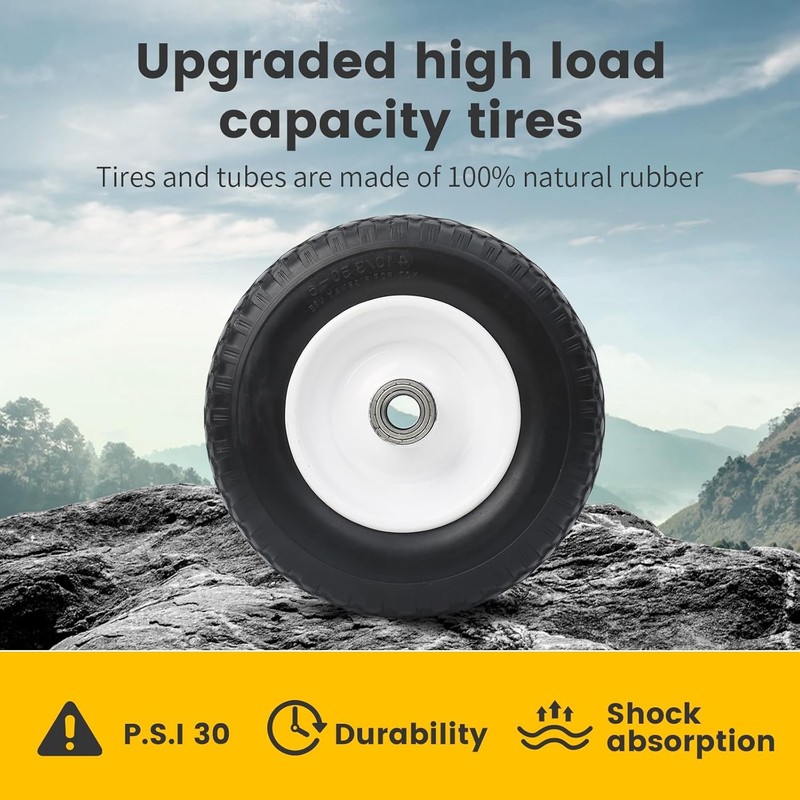 50502 12" Flat Free Solid Polyurethane Replacement Tire With 1" Bore Size With C gallery