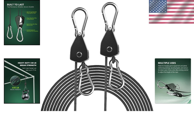 Versatile 2-Pack Adjustable Rope Hanger - 75 lbs Heavy Duty for All Uses gallery