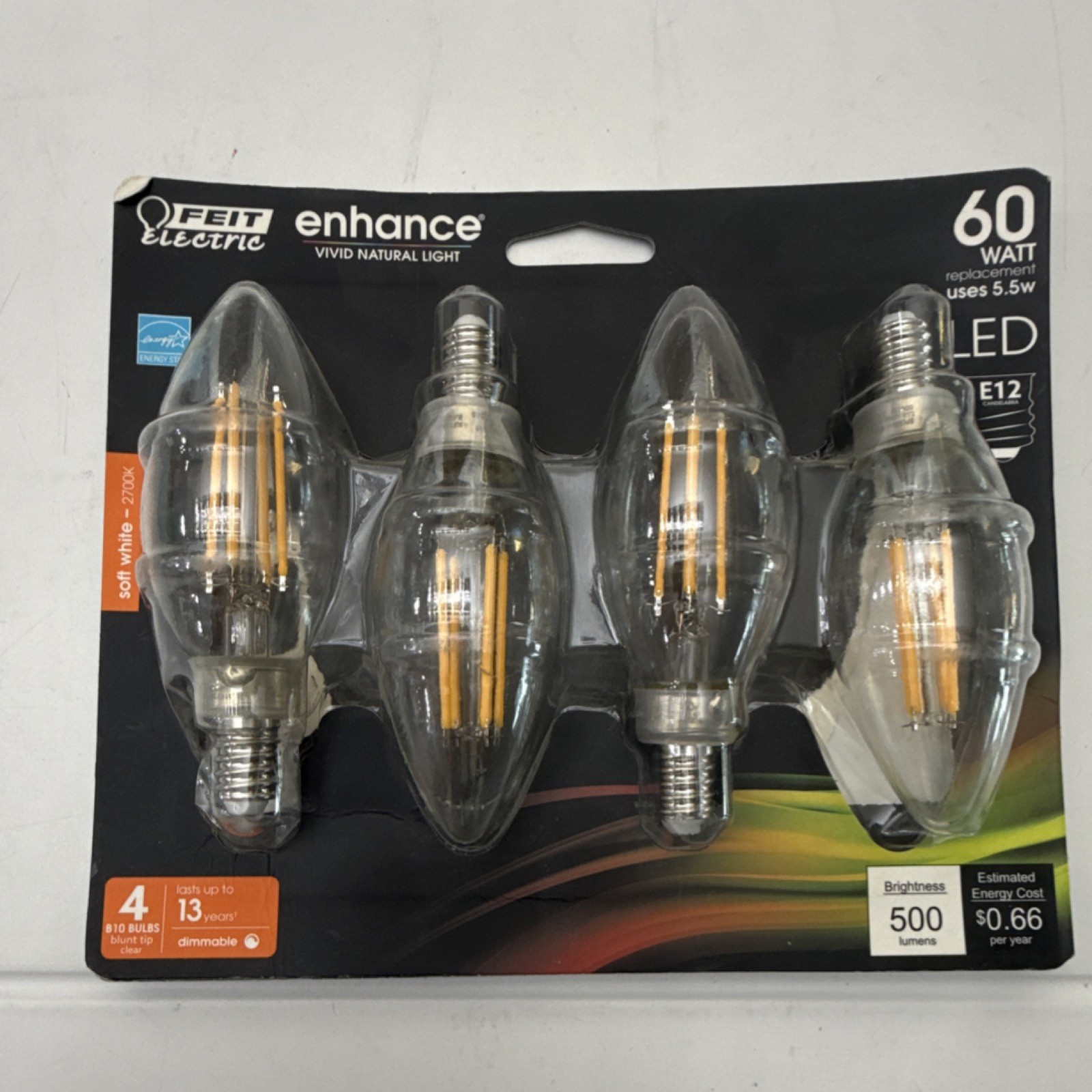 Feit Electric Enhance B10 LED Filament E12 60W Eq 5.5W 2700K Clear Dim 4 gallery