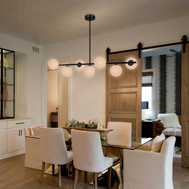 Modern Black Globe Linear Chandelie Sputnik Hanging Pendant Lighting for Kitchen gallery