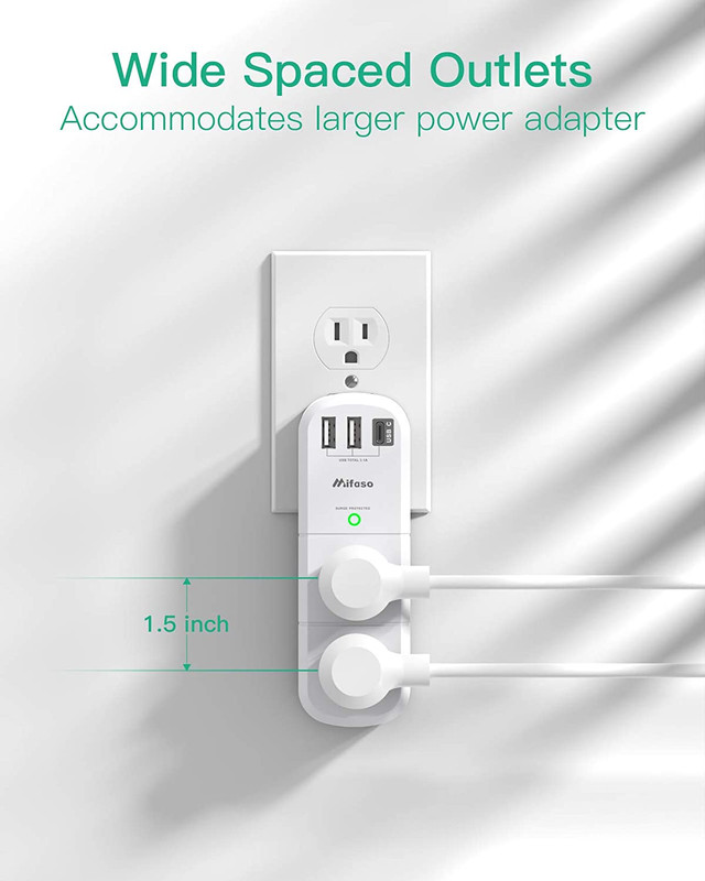 Outlet Extender with Rotating Plug, Surge Protector 6 AC Multi Plug Wall Outlet gallery