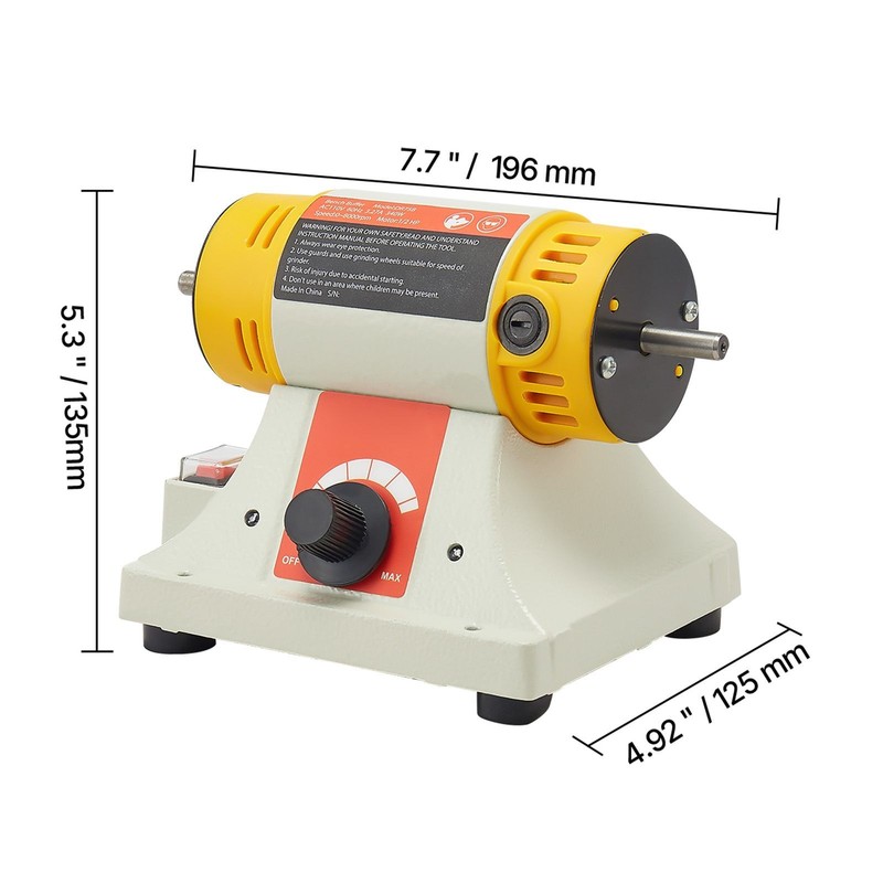 Bench Buffer Polisher, 1/ 2HP Polishing and Buffing Machine, 0 to 8000RPM gallery