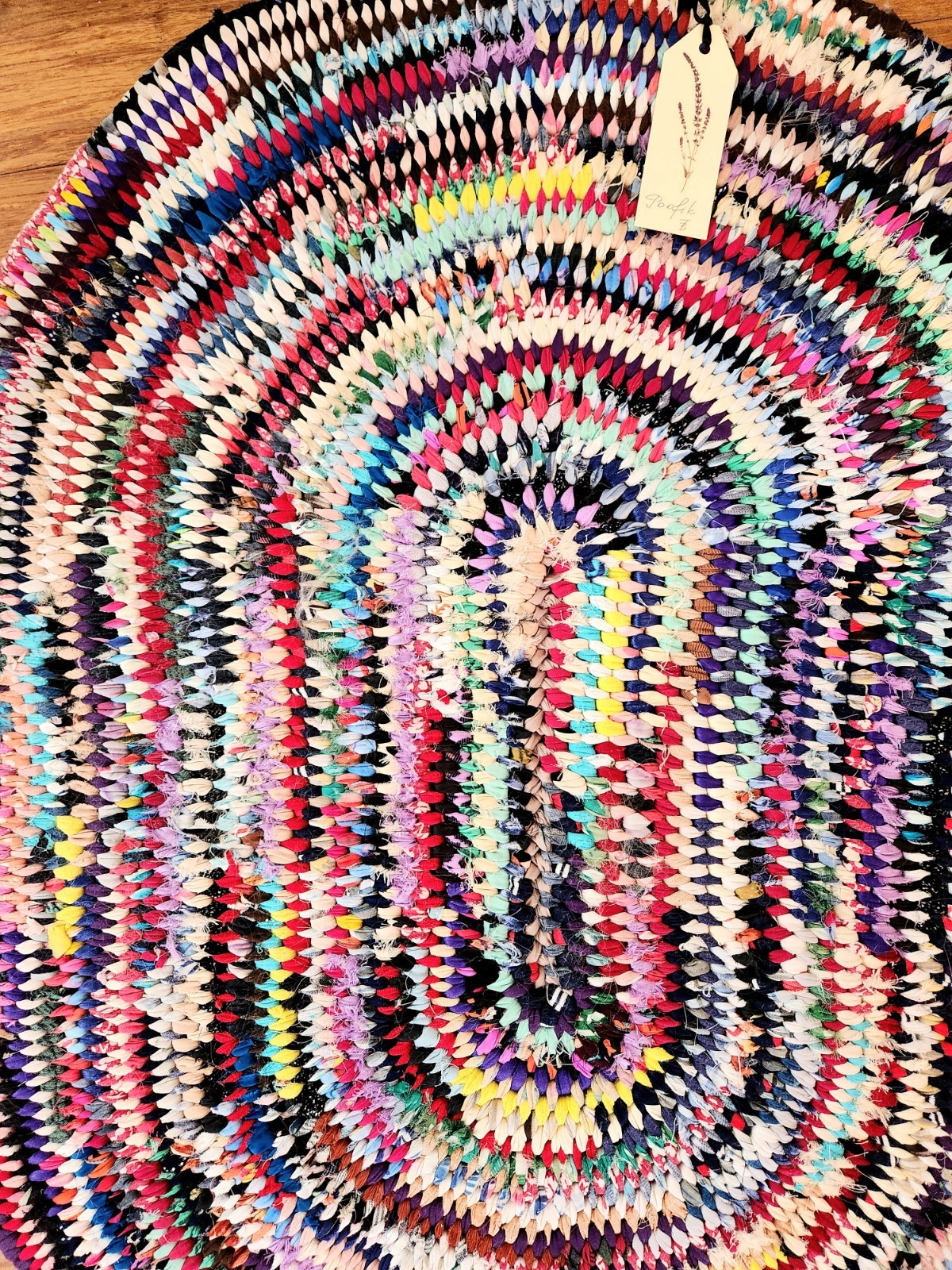 Handmade Oval Woven Rag Rug Multicolor Rustic Farmhouse Cabin Decor 34.5" x 25" gallery