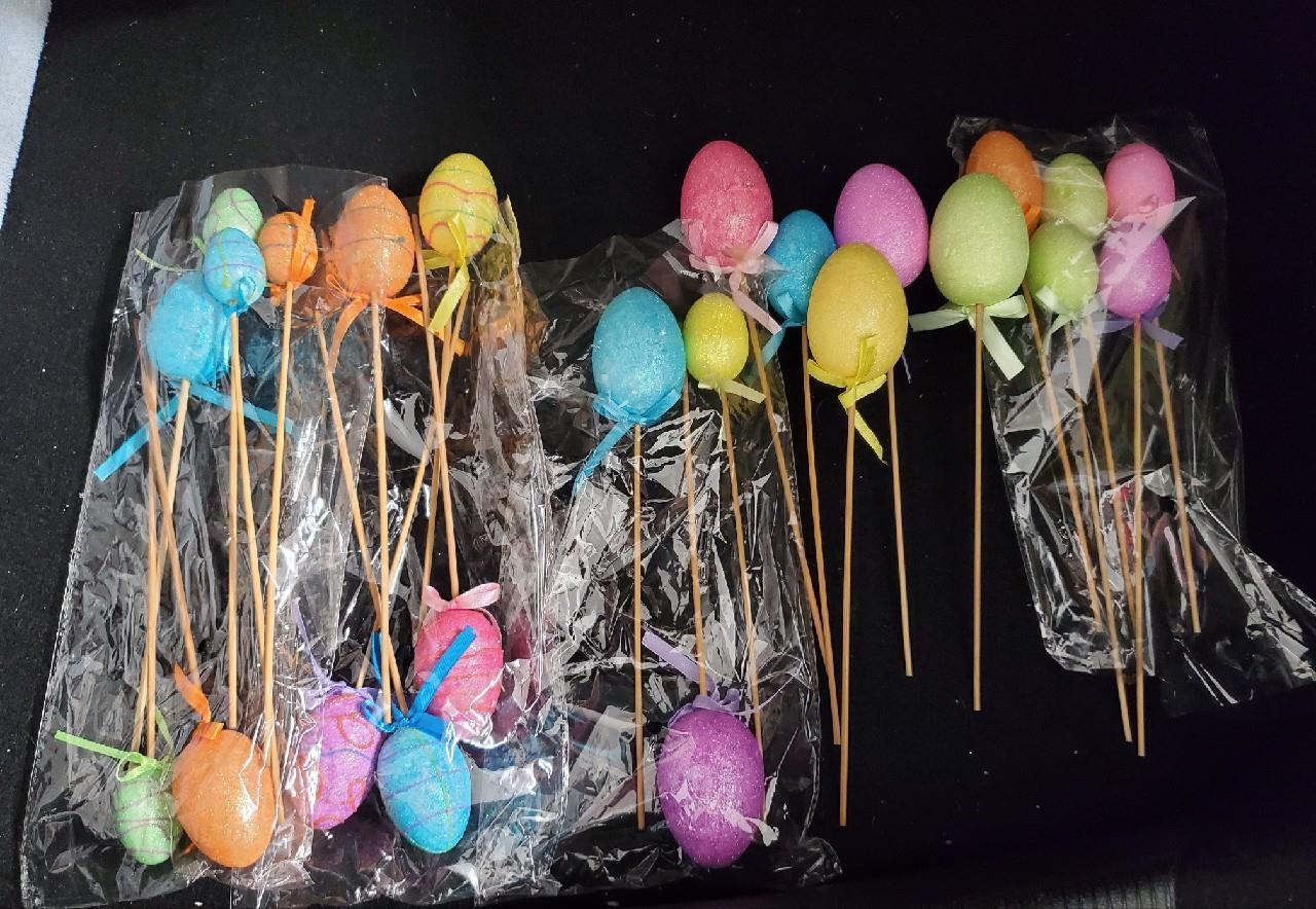 NEW OPEN PACKS SET OF 24 11" EASTER PICKS PLANTS GLITTERED STYRO EGGS ASST SIZES gallery
